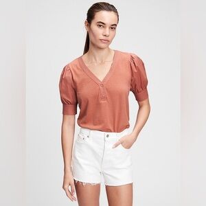 GAP Puff Sleeve Henley Top Size X-Large NWT